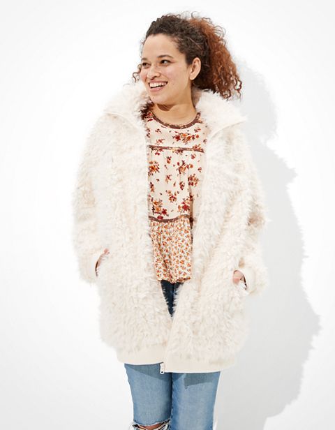Женские куртки American Eagle AE Fuzzy Sherpa Zip-Up Jacket