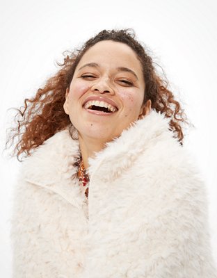Женские куртки American Eagle AE Fuzzy Sherpa Zip-Up Jacket — фото 5