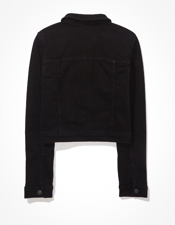 AE Cropped Black Denim Jacket