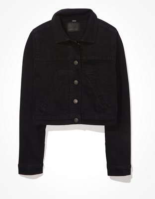 Женские куртки American Eagle AE Cropped Black Denim Jacket — фото 3