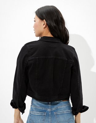 Женские куртки American Eagle AE Cropped Black Denim Jacket — фото 2