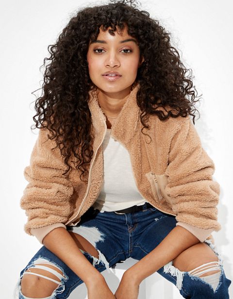 Женские куртки American Eagle AE Sherpa Bomber Jacket