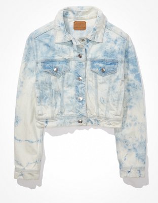 Женские куртки American Eagle AE Shrunken Tie-Dye Denim Jacket — фото 3