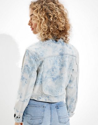 Женские куртки American Eagle AE Shrunken Tie-Dye Denim Jacket — фото 2