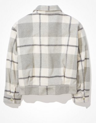American Eagle AE Plaid Cropped Shacket — фото 4