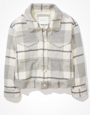 American Eagle AE Plaid Cropped Shacket — фото 3