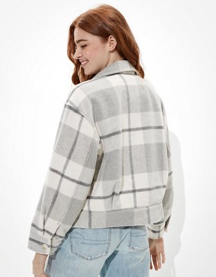 American Eagle AE Plaid Cropped Shacket — фото 2
