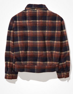 AE Plaid Cropped Shacket