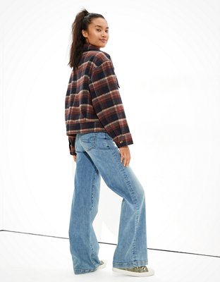 AE Plaid Cropped Shacket