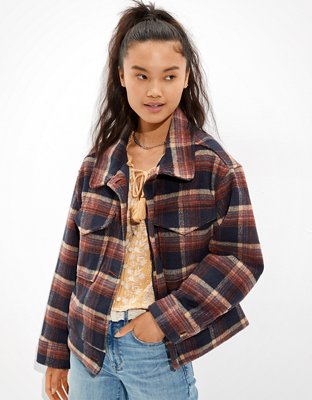 AE Plaid Cropped Shacket