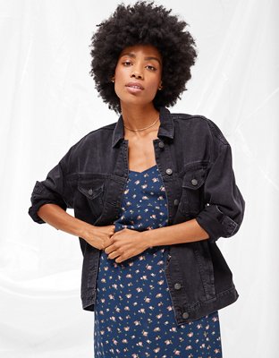 Женские куртки American Eagle AE Black Boyfriend Denim Jacket — фото 4
