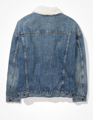 AE Fur-Lined Boyfriend Denim Jacket
