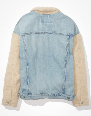 AE Sherpa-Sleeve Denim Jacket