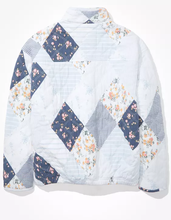 AE Patchwork Quilted Bomber Jacket