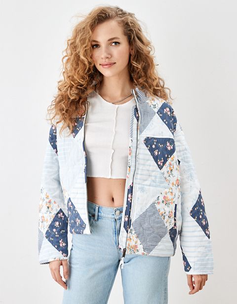 Женские куртки American Eagle AE Patchwork Quilted Bomber Jacket