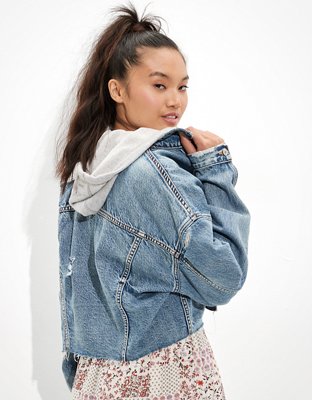 cropped denim jacket american eagle