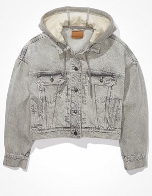 Женские куртки American Eagle AE Cropped Hooded Denim Jacket — фото 3