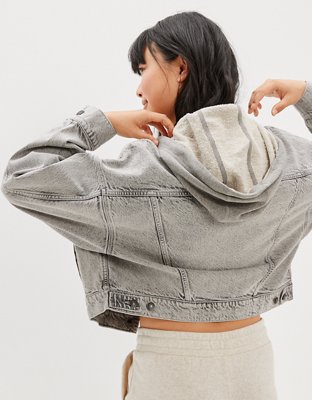 Женские куртки American Eagle AE Cropped Hooded Denim Jacket — фото 2