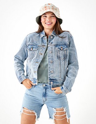 American eagle store distressed denim jacket