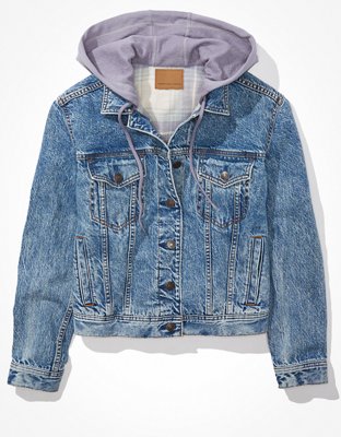 Hooded denim hotsell jacket womens