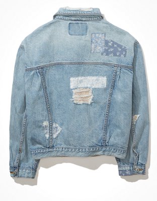 Женские куртки American Eagle AE '90s Boyfriend Oversized Patchwork Denim Jacket — фото 4