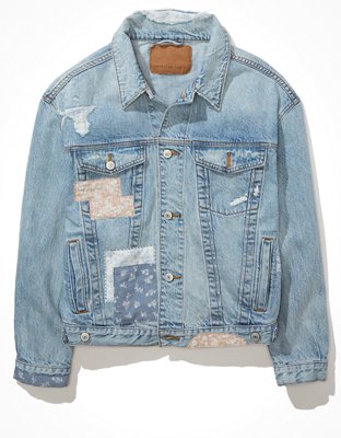 Женские куртки American Eagle AE '90s Boyfriend Oversized Patchwork Denim Jacket — фото 3