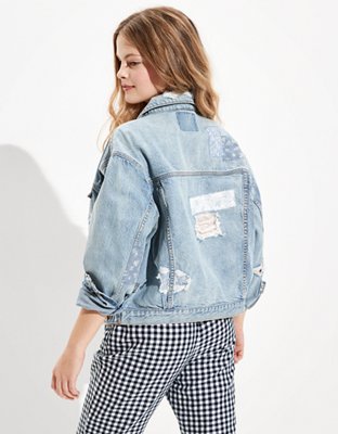 Женские куртки American Eagle AE '90s Boyfriend Oversized Patchwork Denim Jacket — фото 2