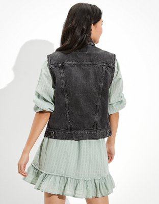 Женские жилеты American Eagle AE Classic Black Denim Vest — фото 2