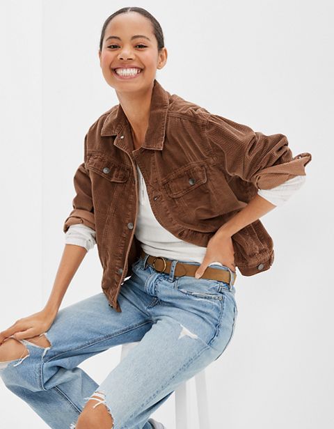 Женские куртки American Eagle AE '90s Boyfriend Oversized Corduroy Jacket