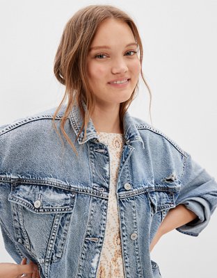 Женские куртки American Eagle AE Super Oversized Denim Jacket — фото 5