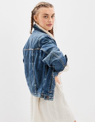Женские куртки American Eagle AE Sherpa Lined Denim Jacket — фото 2