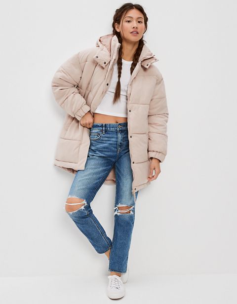 Женские куртки American Eagle AE Elongated Hooded Puffer Jacket