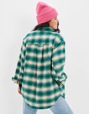 AE Sherpa-Lined Plaid Shacket