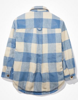 American Eagle AE Sherpa-Lined Plaid Shacket — фото 5