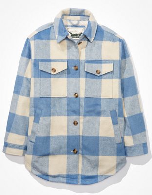 American Eagle AE Sherpa-Lined Plaid Shacket — фото 4