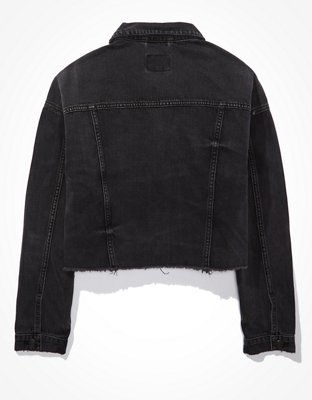 Женские куртки American Eagle AE Black Wash Cropped Denim Jacket — фото 4