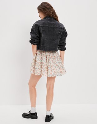 AE Black Wash Cropped Denim Jacket