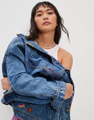 Женские куртки American Eagle AE Pride Classic Denim Jacket — фото 7