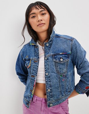 Женские куртки American Eagle AE Pride Classic Denim Jacket — фото 5