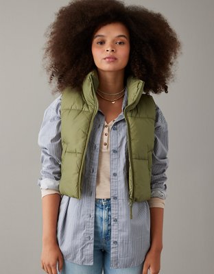 Green Puffer Jackets & Vests