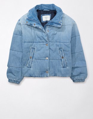 American eagle store denim puffer jacket