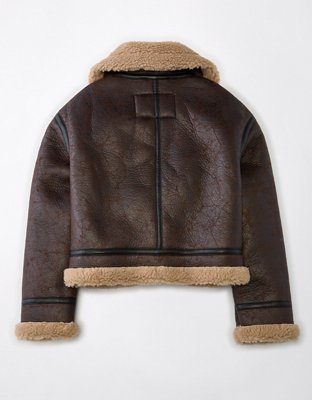 AE Cropped Vegan Shearling Jacket