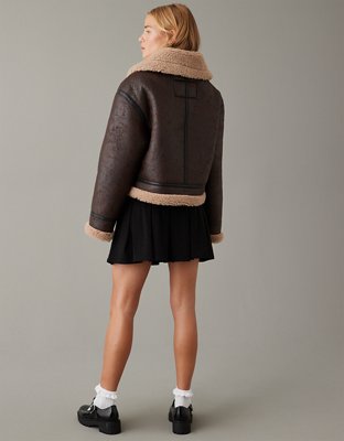 Женские куртки American Eagle AE Cropped Vegan Shearling Jacket — фото 2
