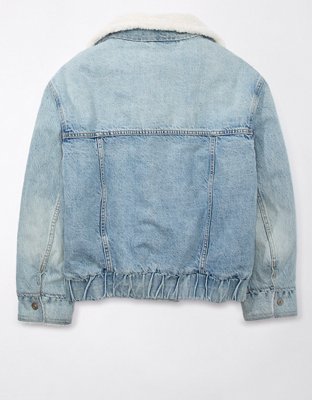 Женские куртки American Eagle AE Oversized Denim Bomber Sherpa Jacket — фото 4