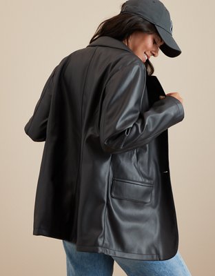 AE Oversized Vegan Leather Boyfriend Blazer