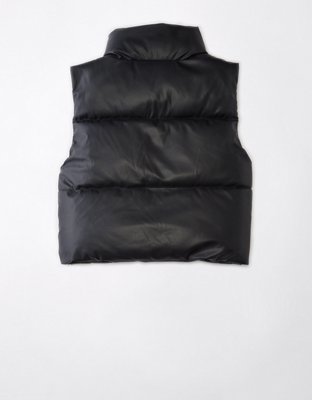Женские жилеты American Eagle AE Vegan Leather Cropped Puffer Vest — фото 4