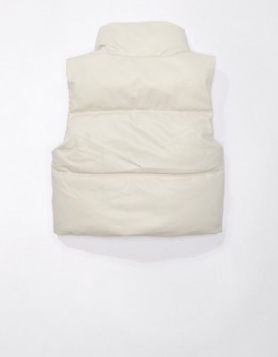 AE Vegan Leather Cropped Puffer Vest