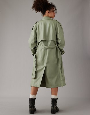 AE Vegan Leather Trench Coat