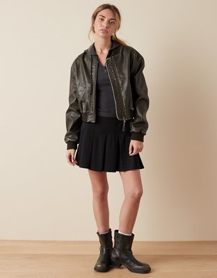 AE Oversized Vegan Leather Biker Jacket