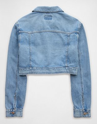 AE Dreamy Drape Super Cropped Denim Jacket